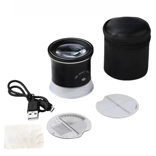 30X Portable Cylinder Rechargeable Magnifier LED UV Light with Angle Scoring Plate for  Scoring Plate 2
