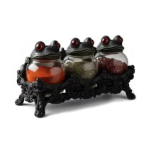 3pcs Vintage ApothecarySpice Jars, Witch & Frog Gothic Style Glass Jars with Screw Top Lid, Kitchen HerbStorage