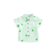 (5 Years, Green) Toddler Baby Boy Girl Shirts Short Sleeve Lapel Collar Clover Plaid Print Casual Summer Tops