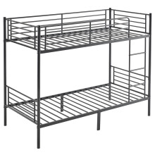 Black Twin Over Twin Bunk Bed for Kids Teens Adults Metal Bunk Bed