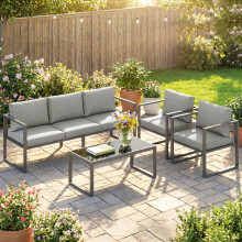 Outsunny Patio Furniture Set Aluminium Frame Dark Grey