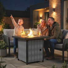 Outsunny Propane Gas Fire Pit Table for Garden, 11.7 KW Smokeless Firepit