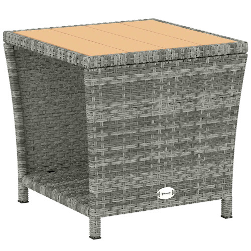 Outsunny Outsunny Side Table 2-Tier with Storage Shelf/Light Grey 1
