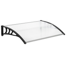 120 x 80cm Door & Window Rain Cover Eaves Canopy White & Black Bracket