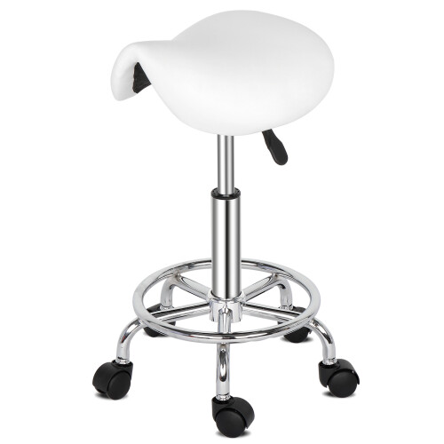 Saddle Stool 360° Rotation Bar Stool White 2