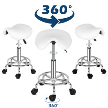 Saddle Stool 360° Rotation Bar Stool White