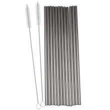 Juego de 12, Pajitas de Acero Inoxidable, Pajitas Para Beber de Metal Reutilizable, Pajitas Rectas + 2 Cepillos de Limpieza