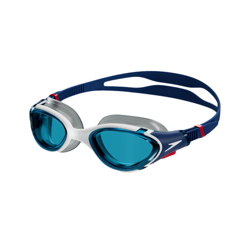 (One Size, Blue/White/Red) Speedo Mens Biofuse Swimming Goggles