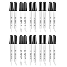 20 Pack Glass Eye Droppers - Curved and Straight Tips, 1 ML Pipette Droppers for Crafts, Measuring and Eyedroppers