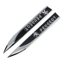 (PEUGEOT, Red) 3D Car Metal Emblem Badge Sticker Side Fender Decal Trim Accessories NEW