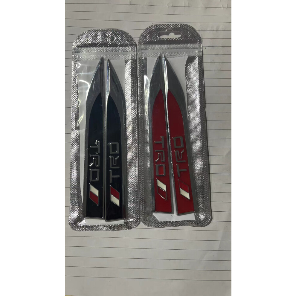 (Tro, ) 1Pair 3D Car Metal Emblem Badge Sticker Side Fender Decal Trim Accessories New Black 4069369372124