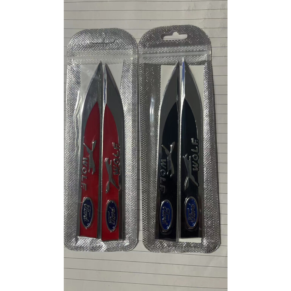 (Ford, ) New 3D Car Metal Emblem Badge Sticker Side Fender Decal Trim Accessories 1Pair Red 4069369373619