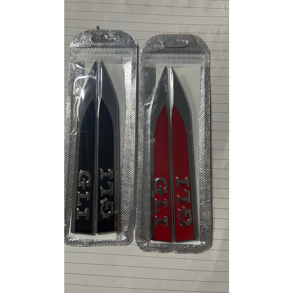 (Gli, ) New 1Pair 3D Car Metal Emblem Badge Sticker Side Fender Decal Trim Accessories Black 4069369372568