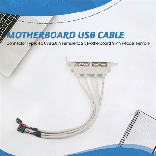 Mainboard-USB-Kabeladapter (4 x USB 2.0 auf 9-adrigen Stecker) Weiss 1