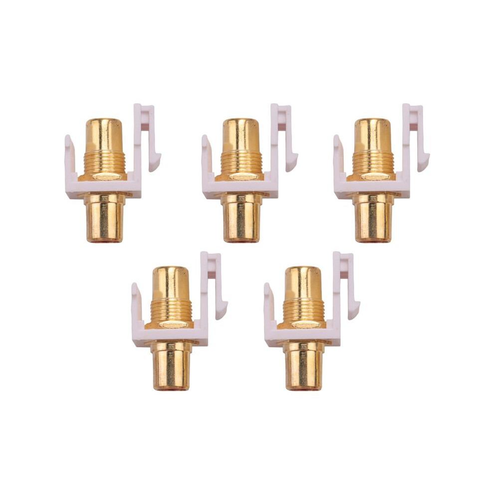 5-Pack Rca Jack Insert Connector Socket Female Snap In Adapter Port Plated Inline Coupler For Wall Plate Gold 4711184617934