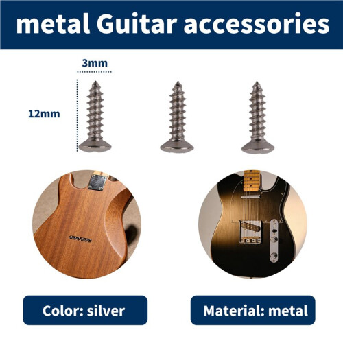 30 St Valskyddsskruv för  Strat/Tele Elgitarr Bas Silver 2