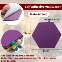 Set Of 6 Hexagon  Pin Board Self Adhesive Bulletin Memo Photo Cork Boards Colorful Foam Wall Decorative Tiles With 6 Pushpins 5.5 x 5 x 0.2 Inches