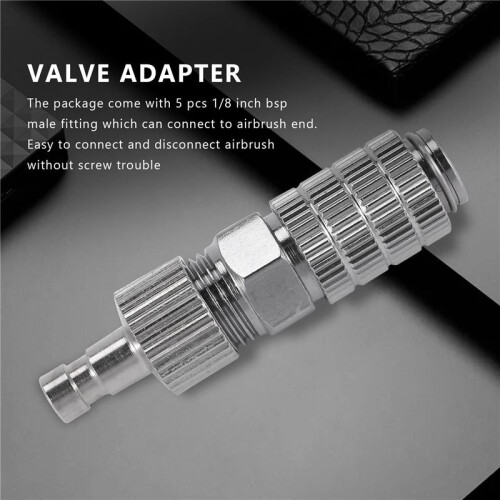 Airbrush Quick Disconnect Coupler Release Fitting Adapter med 5 Hankopplingar, 1/8 Tum MF