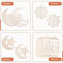 9 PièCes SéRies Pendentif en Bois Ornement Ramadan Creux DéCoration Lune éToile Vent LumièRe Forme Pendentif Ornement Eid FêTe DéCorations
