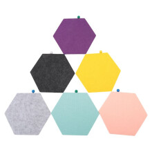 Set di 6 Hexagon  Pin Board Bollettino Autoadesivo Memo Foto Sughero Pannelli Decorativi di Schiuma Colorata Parete con 6 Puntine da 5,5 X 5 X 0,2