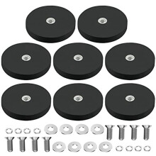 Lot de 8 Aimants CaoutchoutéS Base Aimant NéOdyme avec RevêTement Caoutchouc Ø 43Mm Aimants Anti-Rayures M6 Filetage Mâle Noir
