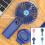 (Light Blue) Fan USB Handheld Portable Rechargeable Spray Adjustable Modes Cooling 3