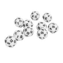 Tabletop Dice 10 Pack PVC 20-Sided Polyhedral White Light for Role Playing