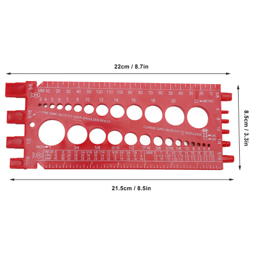 Calibro portatile per dadi e filetti in ABS, preciso, 22x8,5x21,5 cm 1