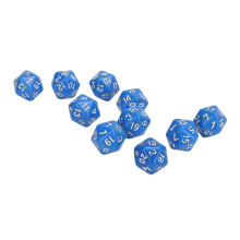 Set di 10 dadi polyedri in plastica con 20 facce, blu, per giochi di ruolo da tavolo