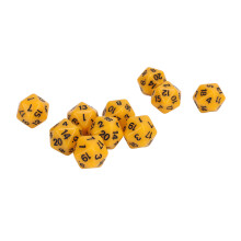 Ensemble de 10 dés polyédriques en plastique à 20 faces pour jeux de table RPG, jaune