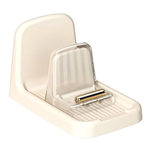 Countertop Pot Lid Holder Heavy-Duty Organizer Rack Plastic Spoon Stand Kitchen Fork Spatula Pan Cover Shelf White