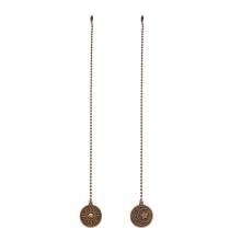 2Pcs Ceiling Fan Pull Chain Set Sun & Moon Pattern Pull Chains Extension Copper Beaded Fan Pull Chain with Ornament