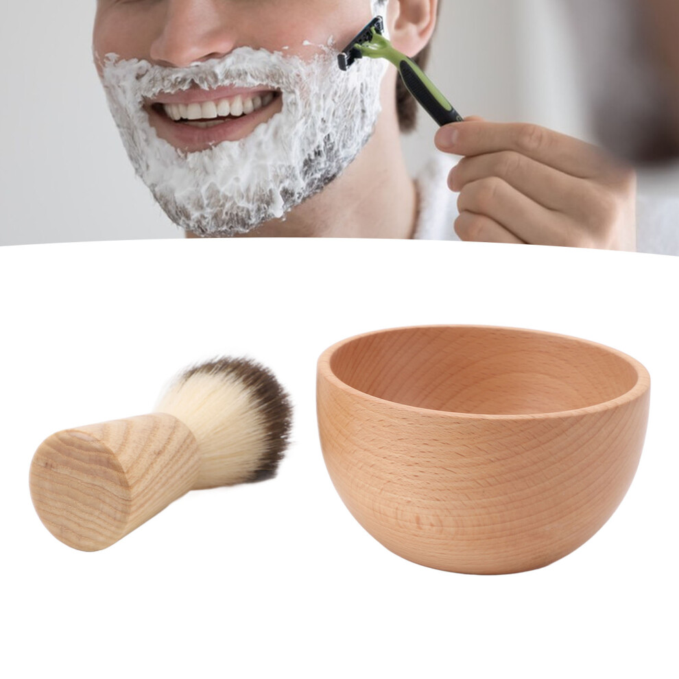 Men Shaving Brush Set with Wooden Handle & Soft Faux Hair, Portable Salon & Travel Tools
