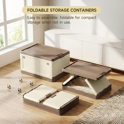 Living And Home Plastic Storage Box with Wheels & Lid 2