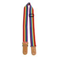 Rainbow Leather Cotton Guitar Strap, Adjustable 90.5-154cm with Pick Pocket