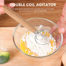 Danish Dough Whisk Hand Mixer,2Pcs Stainless Steel Dough Mixer with 2 Dough Scrapers for Pizza Dough,Sourdough Bread,Etc