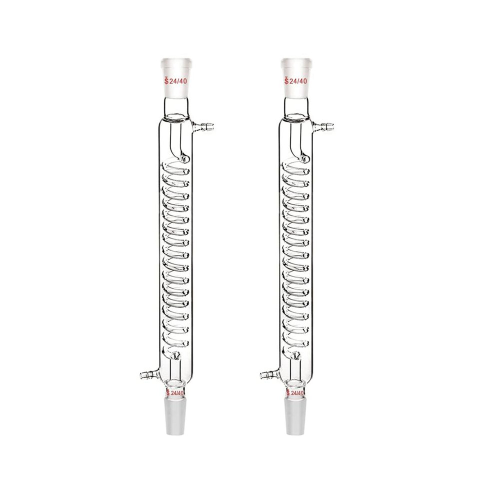 2X Borosilicate Glass Condenser With 24/40 Fitting 300Mm Jacket Length Glass Condenser Serpentine Condenser Tube 6031610864441
