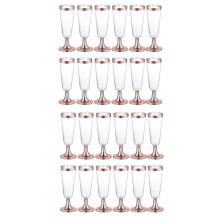 24X Wedding Champagne Flute  Disposable Plastic Wedding Cup Champagne Glass Drinking Utensils Rose Gold