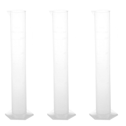 3X Lab Set 250mL Clear White Plastic Liquid Measurement Graduated Cylinder