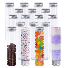 60 Provette Nel Plastica da 110 Ml, Provette Piatte Trasparenti, Provette Nel Plastica con Tappi Un Vite per Caramelle, Fagioli, Decorazioni per Feste