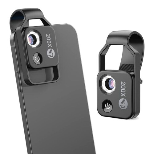2 Pcs 200X Cell Phone Microscope Accessory with Window Microscope, Portable  Digital Microscope with LED Light/Universal Clip 1