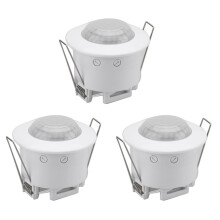 3X Deckeneinbau-PIR-Bewegungsmelder, Verstellbarer Infrarot-Detektor für Korridor, Lagerhaus, Treppe, Veranda, Lampenschalter