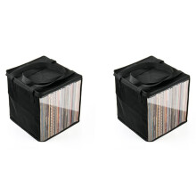 2X Aufbewahrungskoffer für Schallplatten, Reise-Aufbewahrungstasche, Staubdicht, Tragbarer Koffer mit Deckelgriffen für 12-Zoll-Vinylalben
