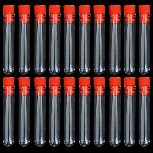 120 Pcs Non-Completed Plastic Test Tubes Lab Test Tool with Screw Cap Transparent, 12 X 60mm 1