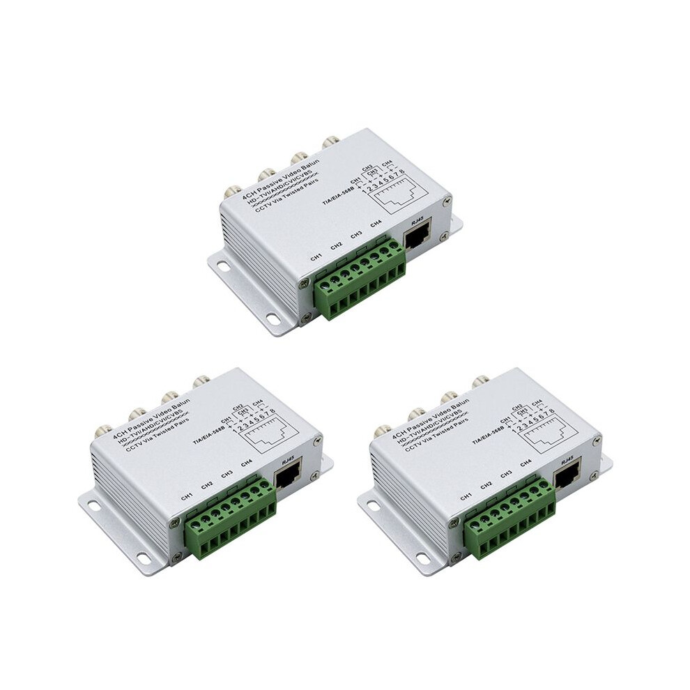 3X 4Ch Passive Video Balun For Tvi Cvi Ahd Cameras Cctv Via Twisted Pairs Utp Video Balun 4Ch Transceiver 4711770168475
