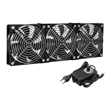 3x120mm Computerventilator met AC 100V-240V Snelheidsregelaar voor Kastkoeling, Serverwerkstationkoeling, EU-Stekker