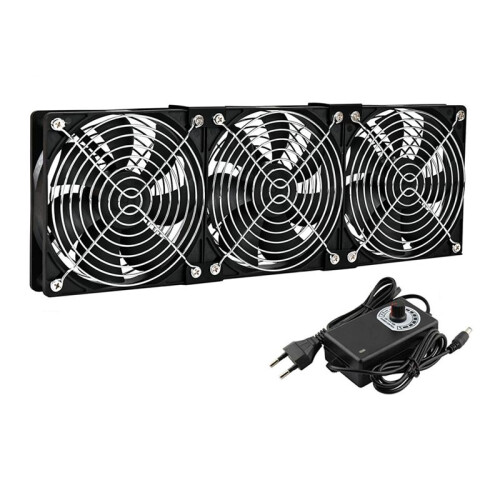 3x120mm Computer Fan with AC 100V-240V Speed Controller for Cabinet Cooling Server Workstation Cooling EU Plug 1