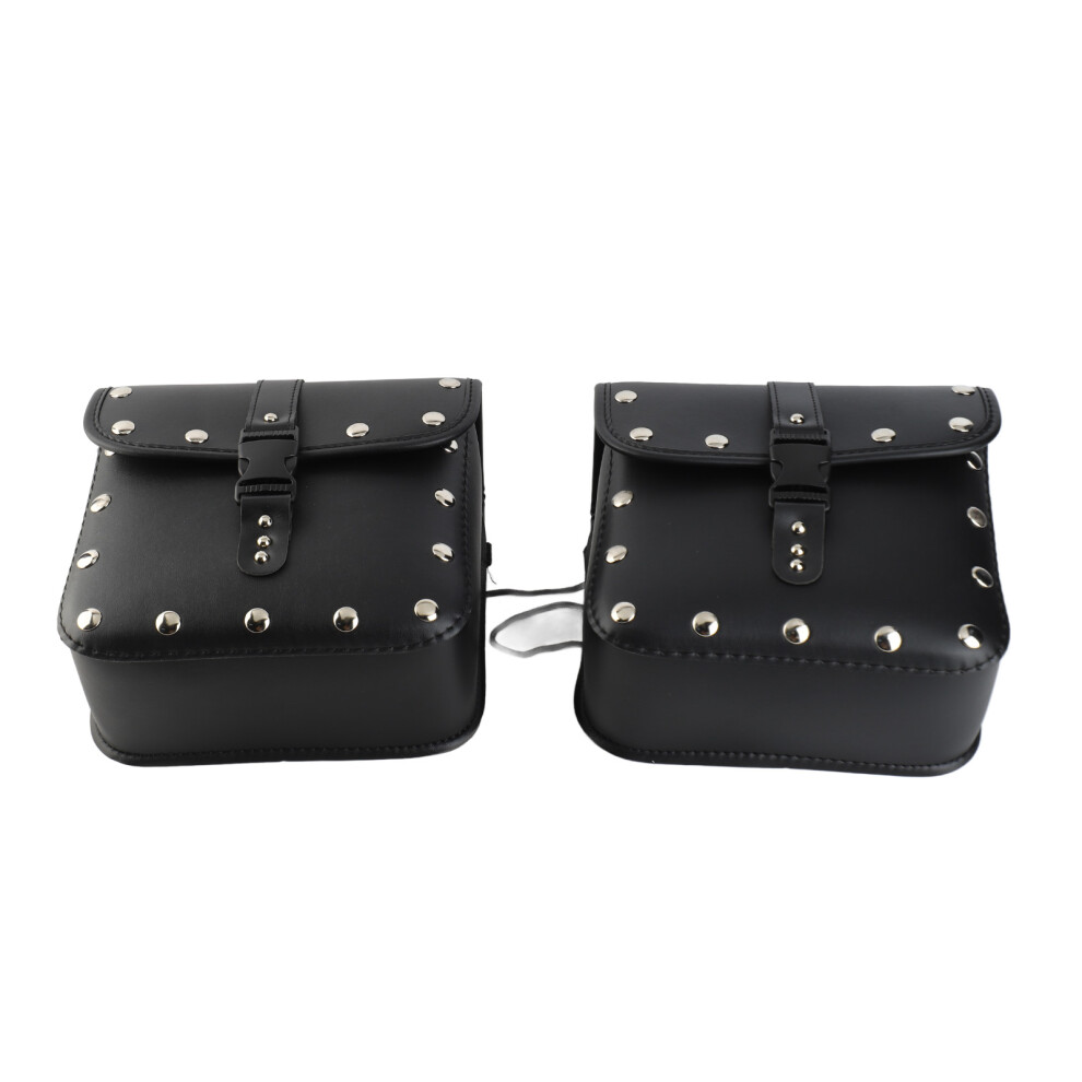 Motorcycle Saddlebags Pu Leather Side Bags 10.2X3.9x9.4in Black 8481385980224