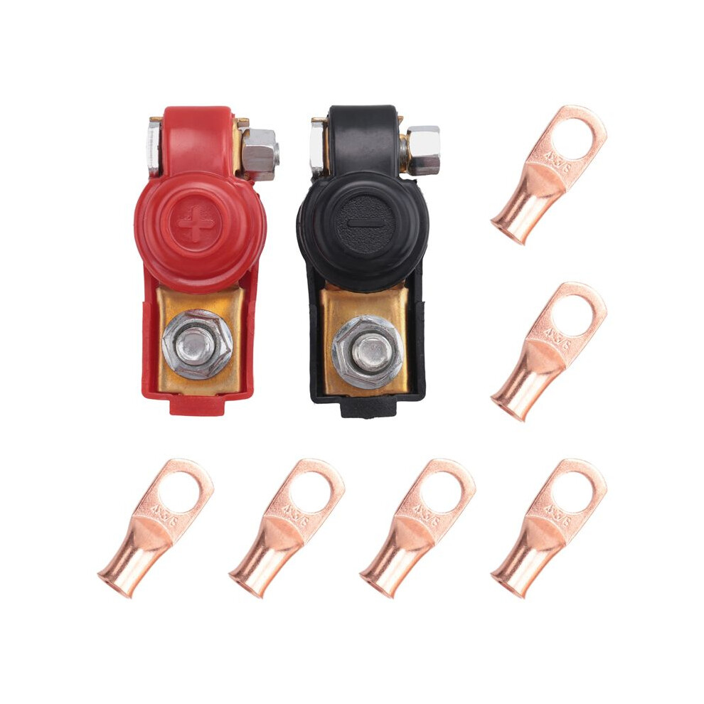 8Pcs Copper Battery Terminals Negative And Positive Terminal Clamps Connectors With Copper Ring Assortment Kit For Car 4712400190873