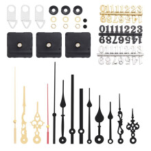 3Pcs Long Shaft Quartz Clock Movement Mechanism with 5 Pairs Hands and Numerals Kit DIY Clock Parts Replacement 31mm